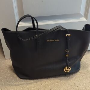 Michael Kors Black Tote with Gold Accents
